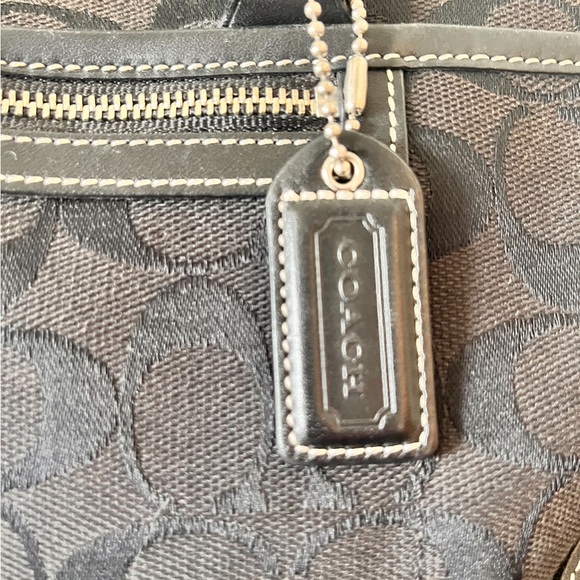 Vintage Coach Handbag 6828 Black Canvas Leather Trim and Tassels Satchel Bag - Picture 3 of 7